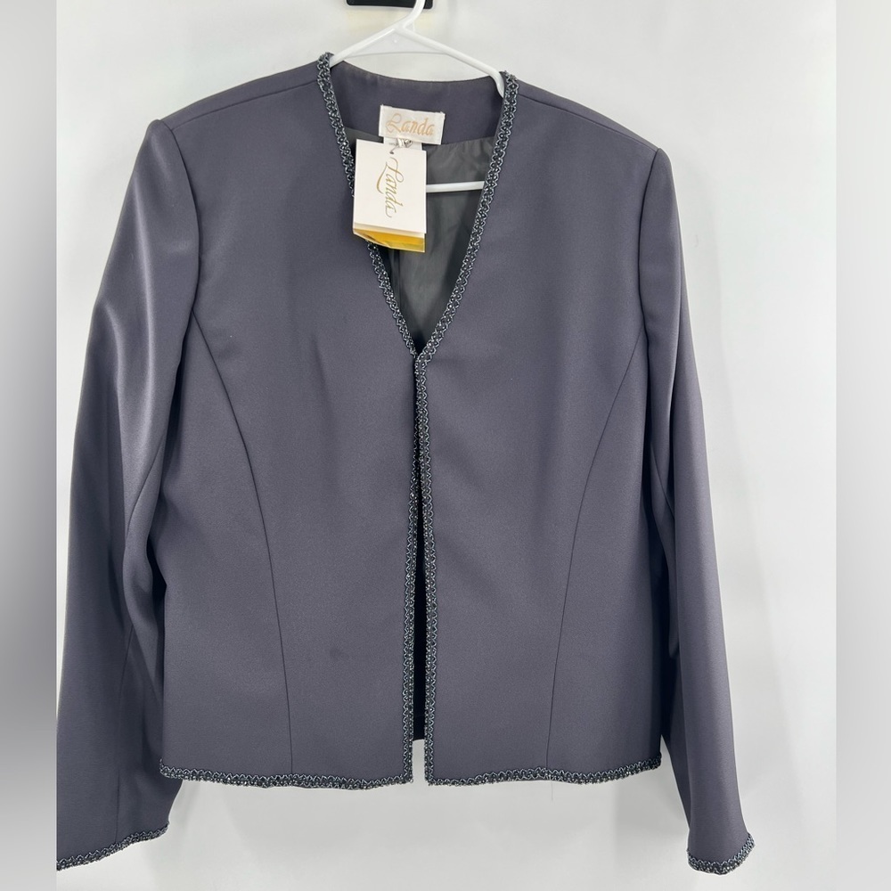 Lands grey bedazzled duster jacket blazer size 16